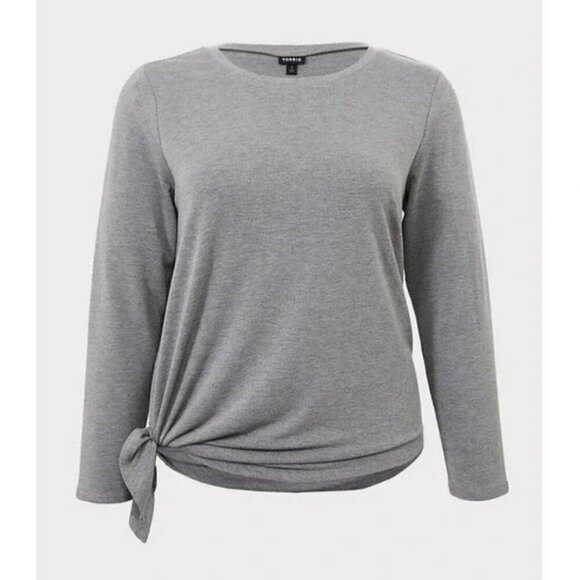 NEW NWT TORRID 3 Plus Size Asymmetrical Terry Active Sweatshirt Gray Long Sleeve - Picture 3 of 16